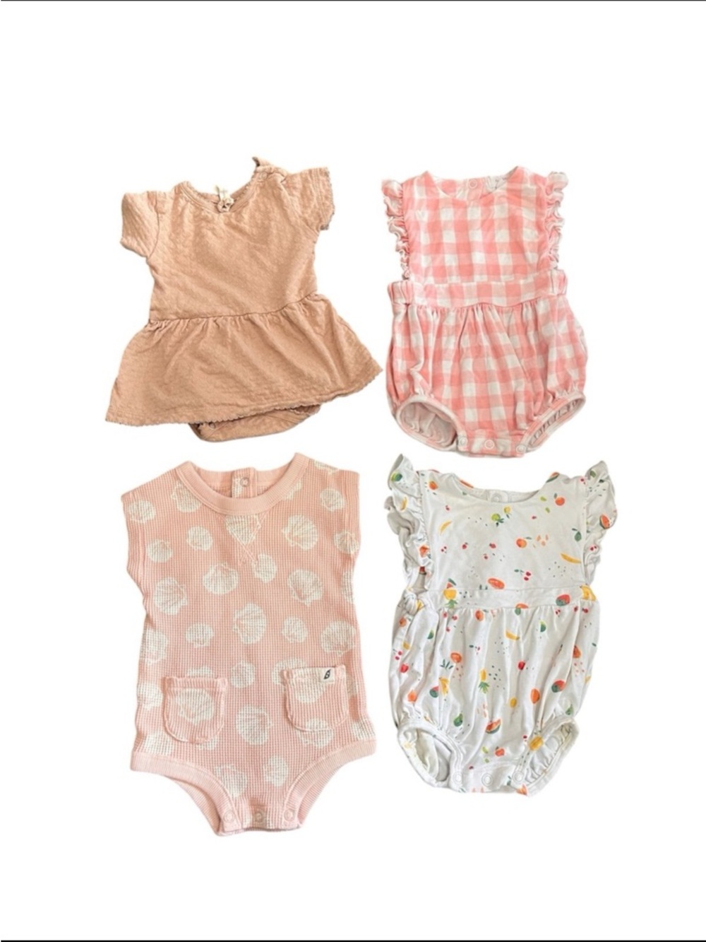 Baby Girl 0-3 Month Summer Bundle Shorts Romper Bubbles Angel Dear Quincy Mae